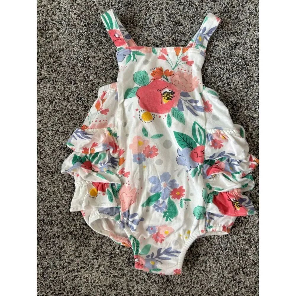 ❤️Angel Dear Floral Ruffle Sunsuit 12-18M